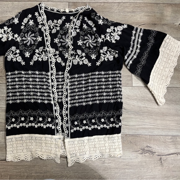 Solitaire Black and Cream Embroidered Cardigan - Picture 7 of 7